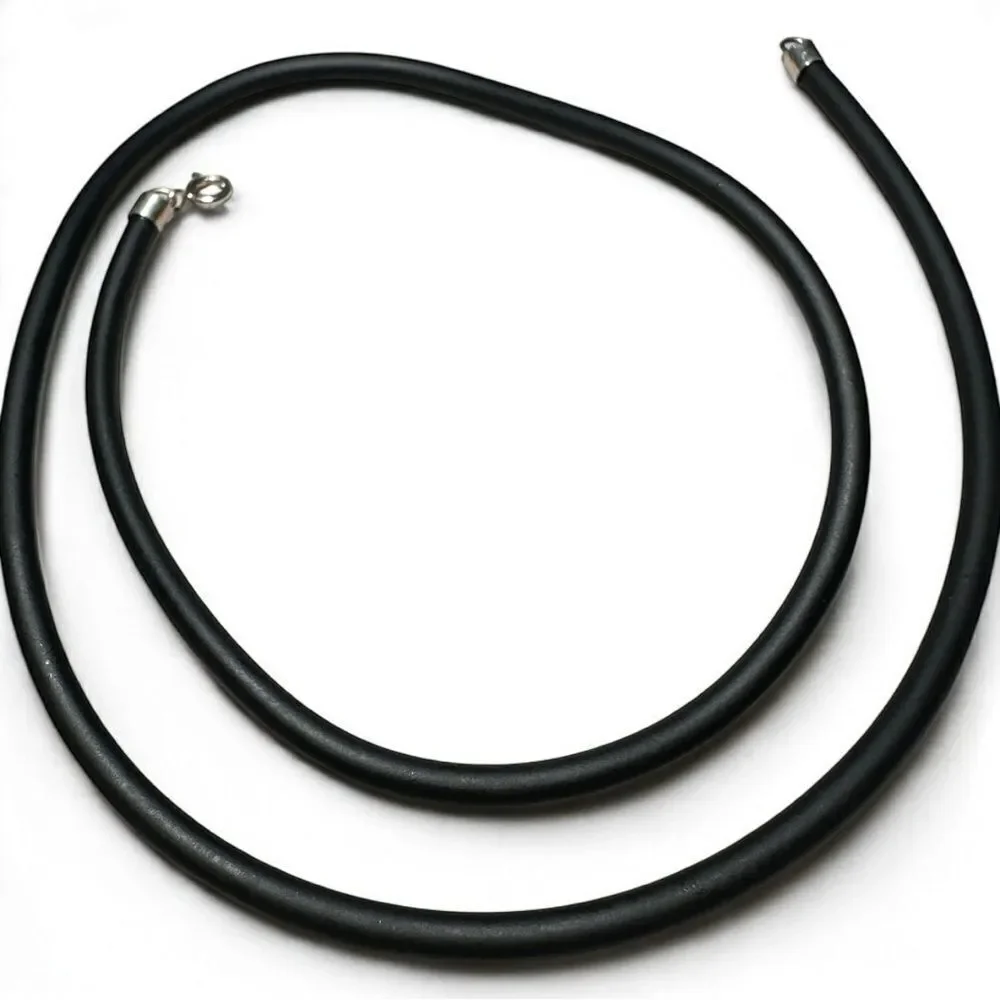 20” Black Cord Necklace - Unisex | 925 Silver Clasp | Minimalist | Great for Men